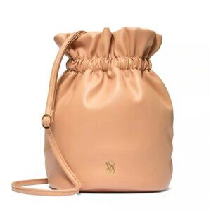 Victoria's Secret Tan Crossbody Bag with Drawstring Closure